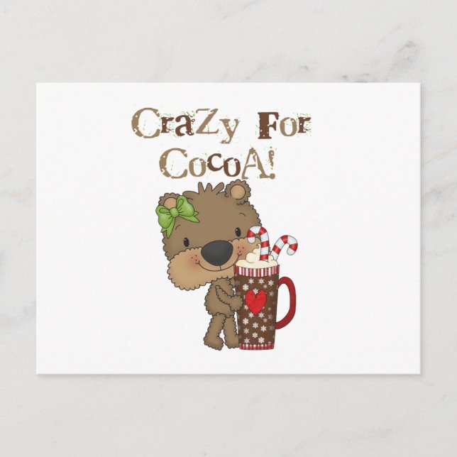 Girl Bear Crazy For Cocoa Postcard (Front)