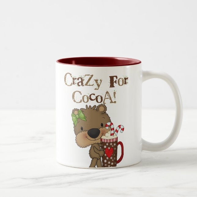 Girl Bear Crazy For Cocoa Two-Tone Coffee Mug (Right)