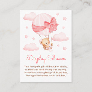 Girl Bear Pink Balloon Baby Display Shower Enclosure Card