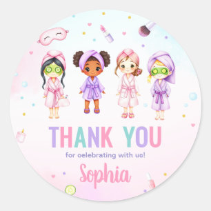 Girl Beauty Spa Party Birthday Party Classic Round Sticker