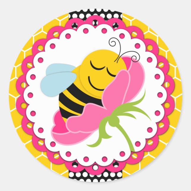 Girl Bee Baby Shower Stickers (Front)