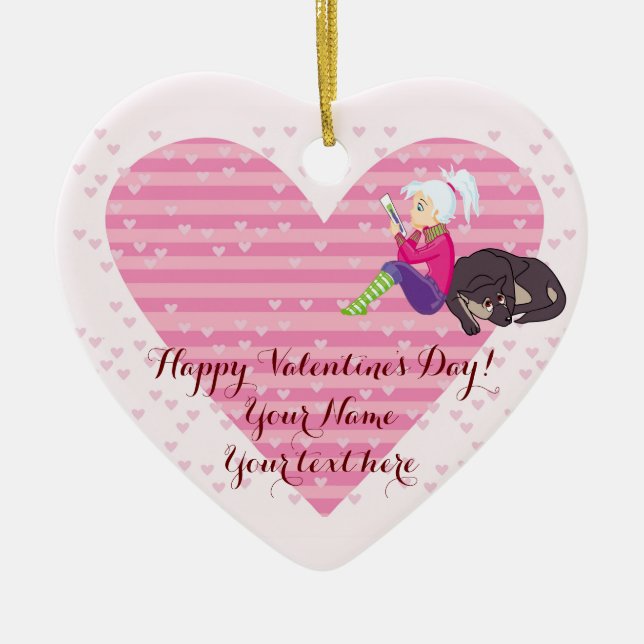 Girl Being in love Ceramic Tree Decoration (Front)