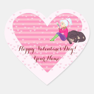 Girl Being in love Heart Sticker