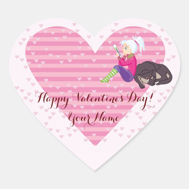 Girl Being in love Heart Sticker (Front)