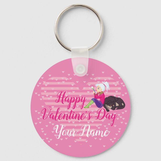 Girl Being in love  Key Ring (Front)