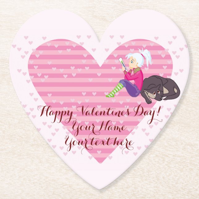 Girl Being in love Paper Coaster (Front)