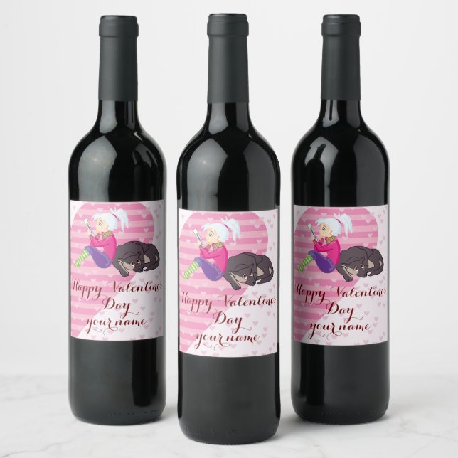 Girl Being in love Wine Label (Bottles)