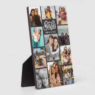 Girl Besties 11 photos collage script white font Plaque