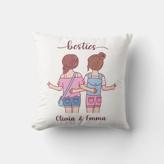 Girl Besties Best Friends Personalised Cushion (Front)