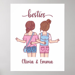 Girl Besties Best Friends Personalised Poster