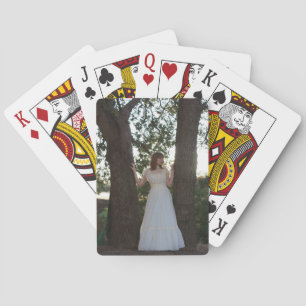 Girl Between Two Trees Playing Cards