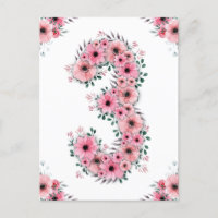 Girl Big 3rd Birthday Pink Flowers Green Foliage