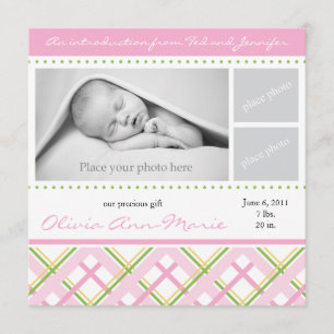Girl Birth Announcement - Photo Card