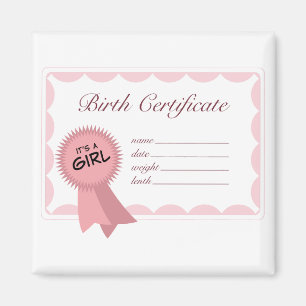 Girl Birth Certificate Magnet