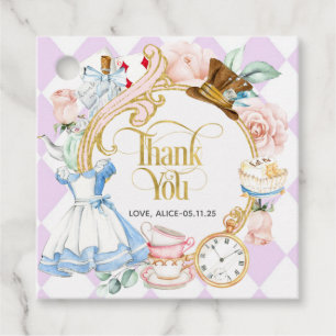 Girl birthday, alice tea party thank you favour fa tags