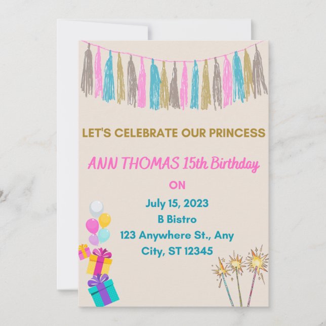 Girl Birthday Invitation (Front)