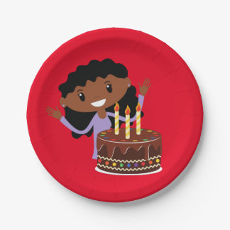 Girl Birthday Party (African-American) Paper Plate