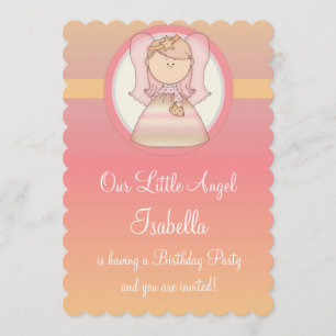 Girl Birthday Party Invitation Angel Design 5