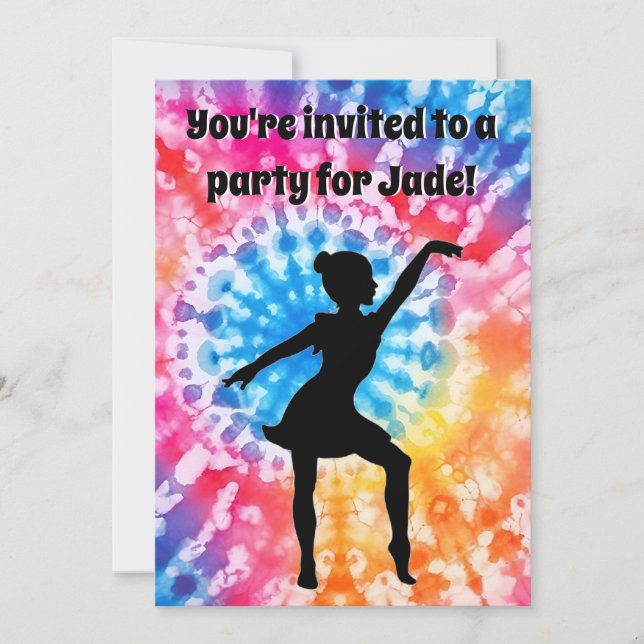 Girl Birthday Party Personalised Tie-Dye Rainbow Invitation (Front)