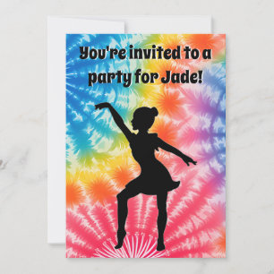Girl Birthday Party Personalised Tie-Dye Rainbow Invitation