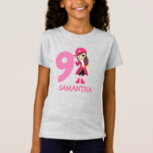 GIRL Birthday Party Pirate 9th Name  T-Shirt