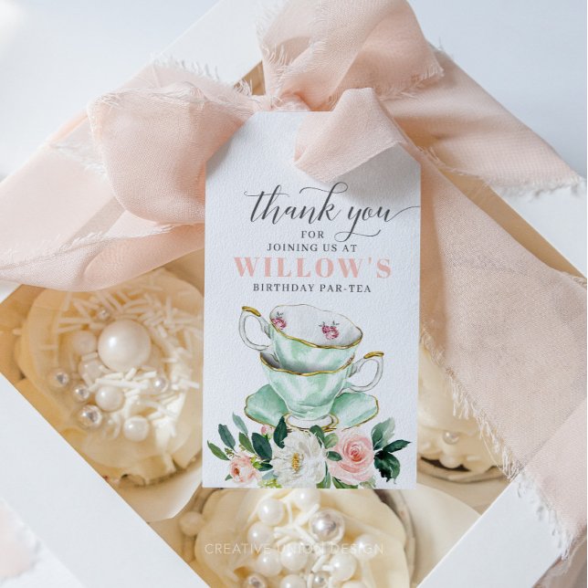 Girl Birthday Party Tea Party Favour Tag (Creator Uploaded)