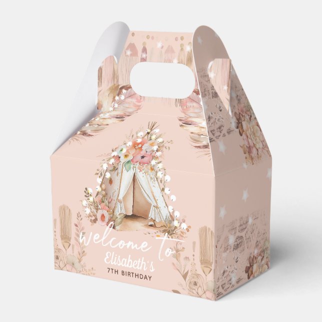 Girl Birthday Tent Slumber Party Welcome Gift Favour Box (Front Side)