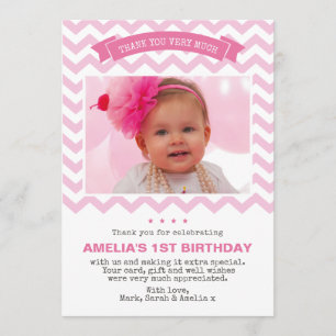 Girl birthday thank you card