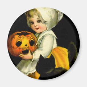 Girl & Black Cat Magnet