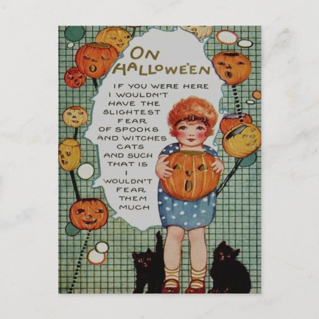 Girl & Black Cats Postcard (Front)