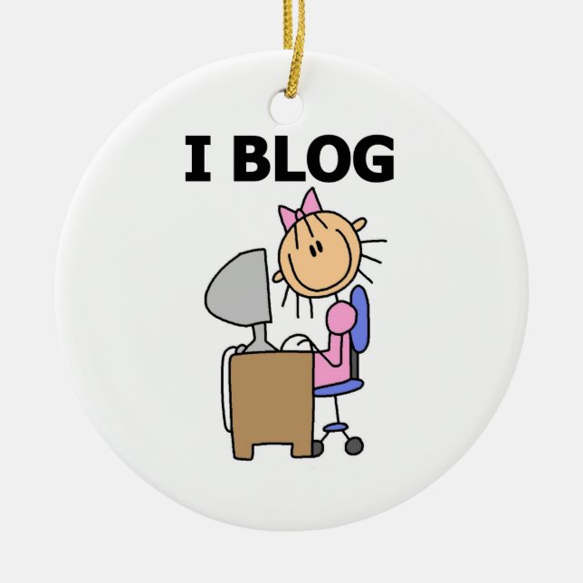 Girl Blogger Ceramic Tree Decoration (Front)