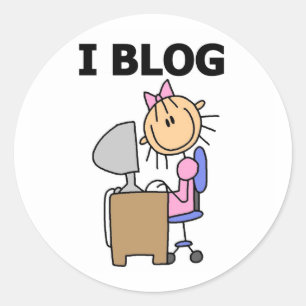Girl Blogger Classic Round Sticker