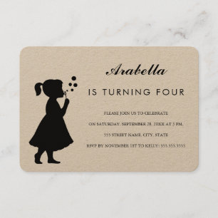 Girl blowing bubbles  Birthday Party Invitation