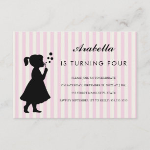 Girl blowing bubbles Birthday Party Invitation