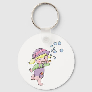 Girl Blowing Bubbles Key Ring