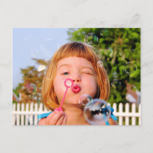 Girl Blowing Bubbles Postcard