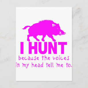 GIRL BOAR HUNTING POSTCARD