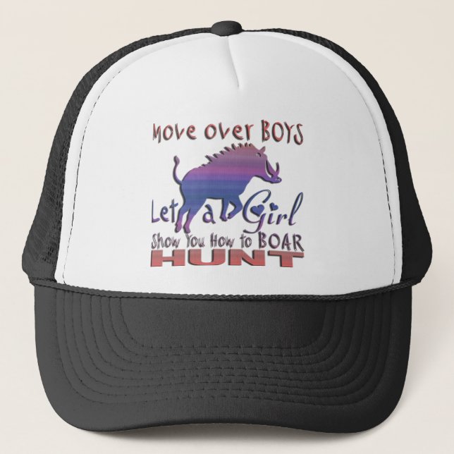 GIRL BOAR HUNTING TRUCKER HAT (Front)