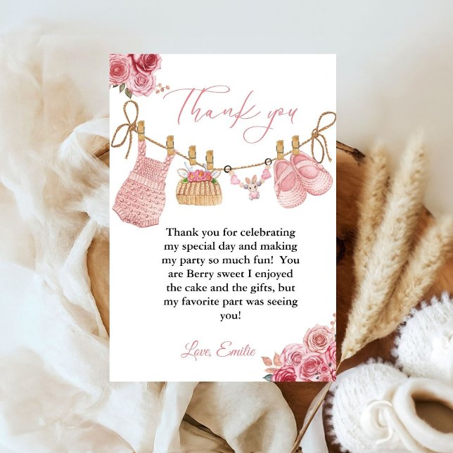 Girl Bohemian Clothes Baby Shower Thank You Card (Creator Uploaded)