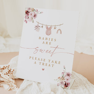 Girl Boho Baby Shower Dessert Table Pedestal Sign
