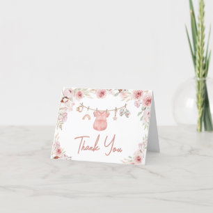 Girl Boho Clothesline Baby Shower Thank You Card