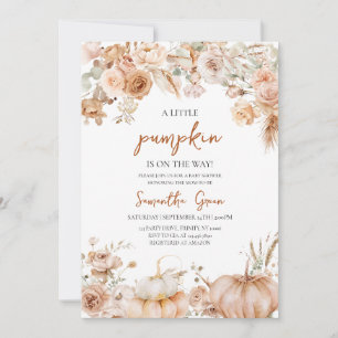 Girl Boho Florals Pumpkin Baby Shower Invitation