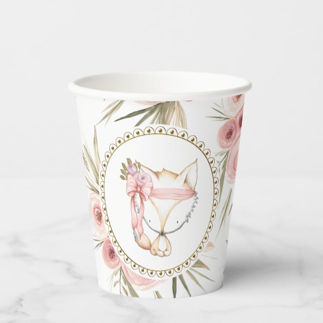 Girl Boho Fox Baby Shower Paper Cups (Front)