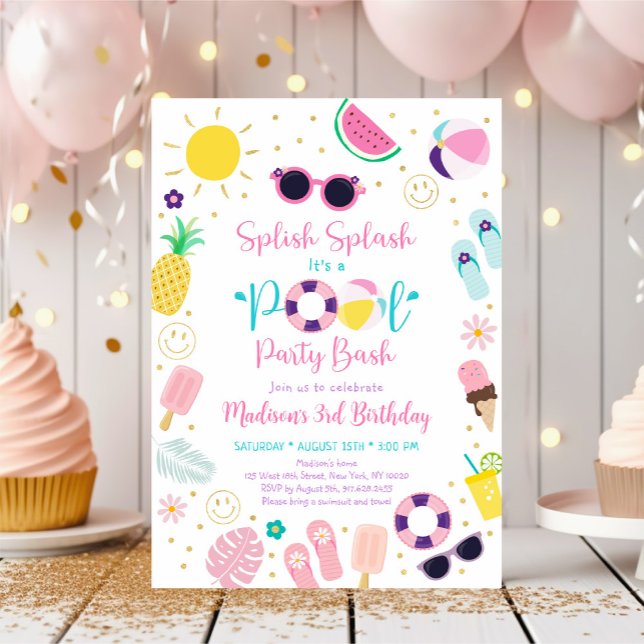 Girl Boho Pool Party Birthday Invitation (Creator Uploaded)