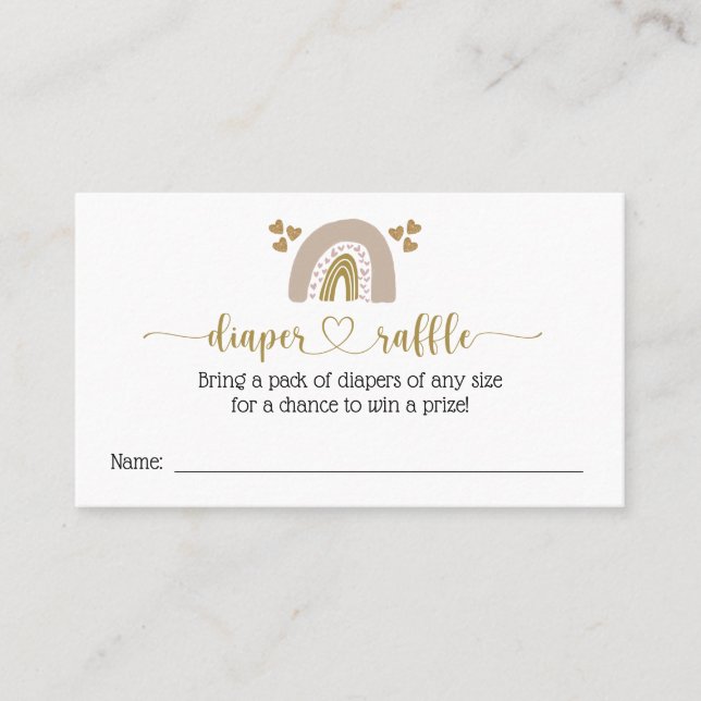Girl Boho Rainbow Diaper Raffle Enclosure Card (Front)