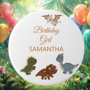 GIRL Boho T rex Dinosaur 7.5 Cm Round Badge