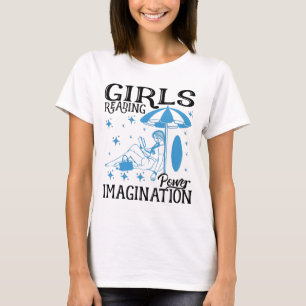 Girl book tee girl reading power imagination
