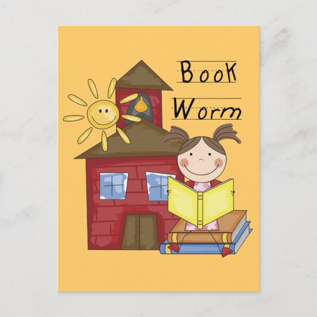 Girl Book Worm T-shirts and Gifts Postcard (Front)