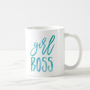 Girl Boss Aqua Watercolor Coffee Mug