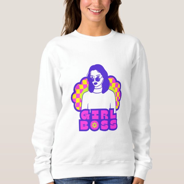 Girl Boss Basic Sweatshirt  White Colour  (Front)